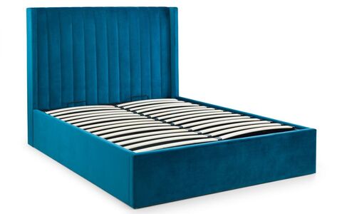LAN001 Scalloped Headboard Storage Bed 135Cm - Teal