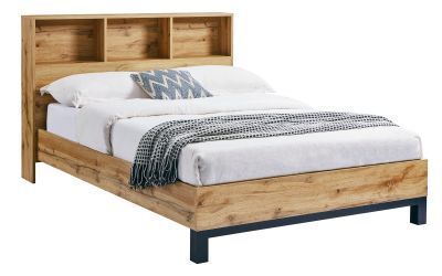 BAL209 Bookcase Headboard Bed 150Cm - Light Oak