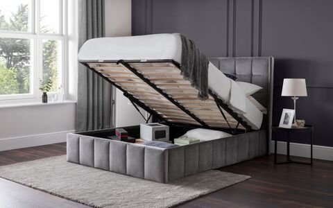 Storage Ottoman Bed 150Cm - Light Grey