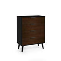 ALB012 4 Drawer Chest - Soft Close - Walnut/Black