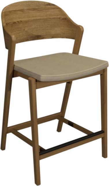 3042-09BSPB-IV Ply Back Barstool - Ivory Bonded Leather (Single)