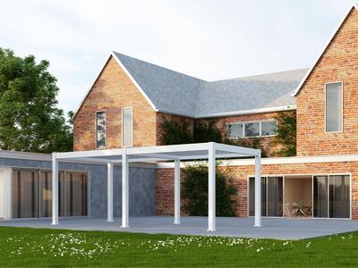 Saturn Aluminium Pergola - 6m x 3m Rectangular White