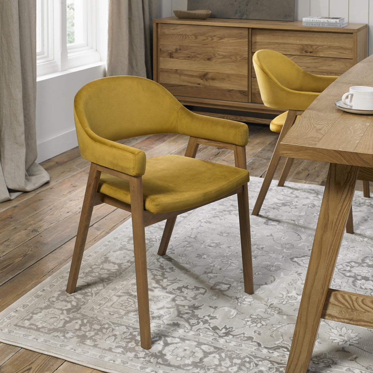 6049-09UA-VMU Upholstered Arm Chair - Mustard Velvet (Pair)
