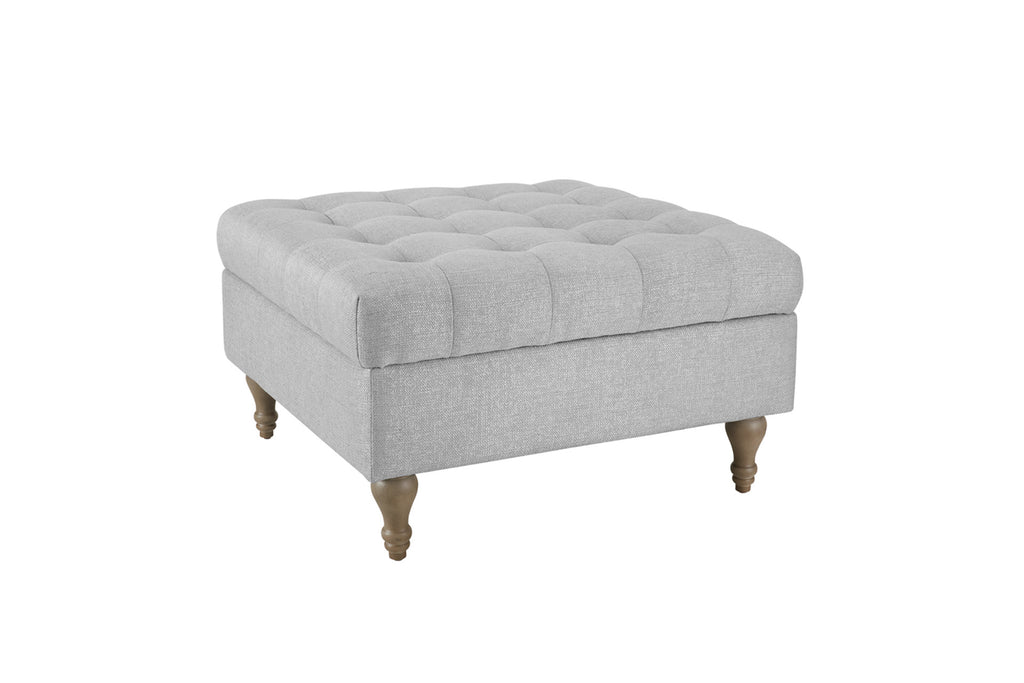 Abt-314-LTGY Button Top Storage Ottoman - Light Grey