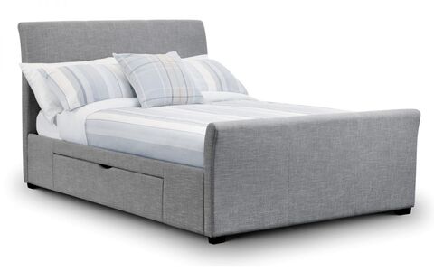 CAP010 Fabric Bed With Drawers Light Grey 180Cm