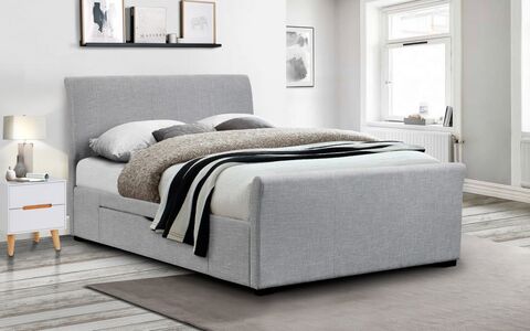 Fabric Bed With Drawers Light Grey 180Cm