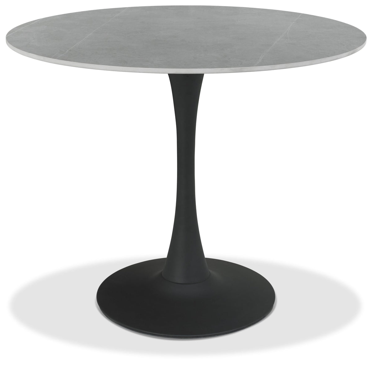 H5125-9 Bistro Matte Sintered S Circular Dining Table With Black Sand Powder Coated Base
