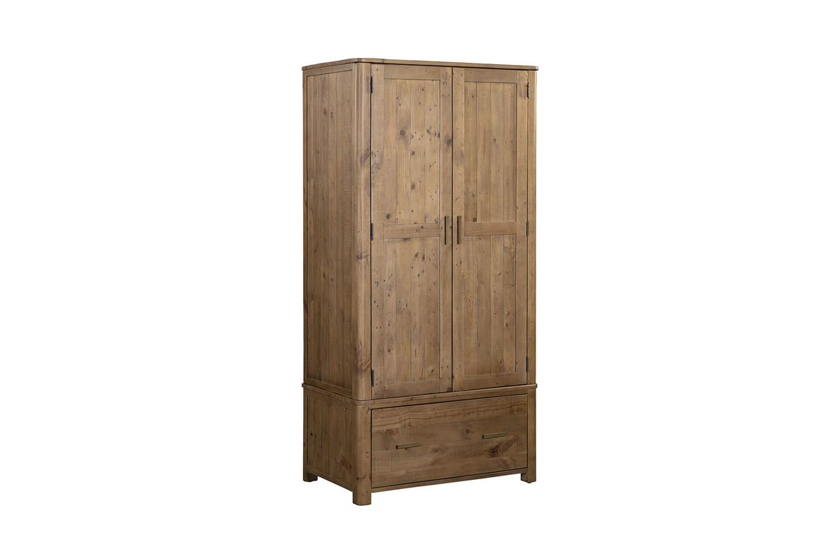 Ino-422-CW Wardrobe 2 Door 1 Drawer - Cashew
