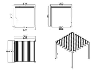 Saturn Aluminium Pergola - 2.5m x 2.5m Light Grey