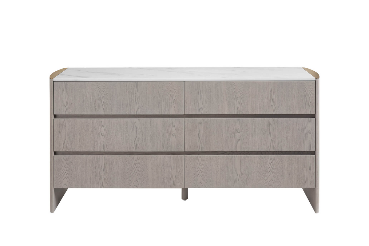 Mdo-413-GE Dressing Chest 6 Drawer - Washed Oak
