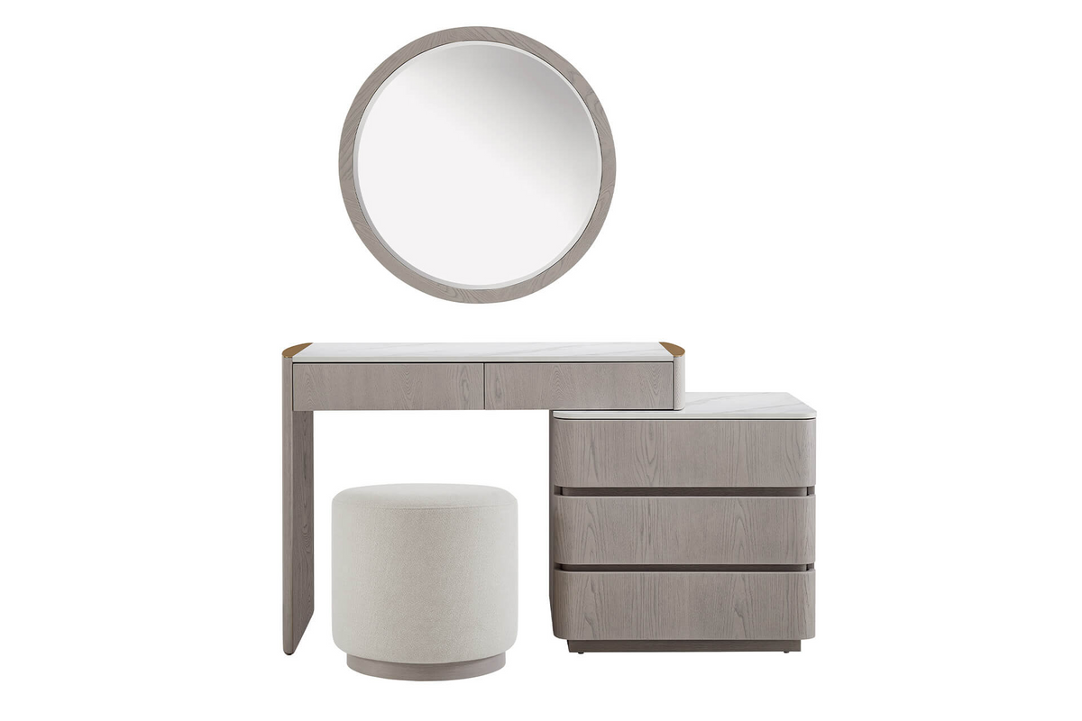 Mdo-416-GE Dressing Table with Chest 5 Drawer - Washed Oak