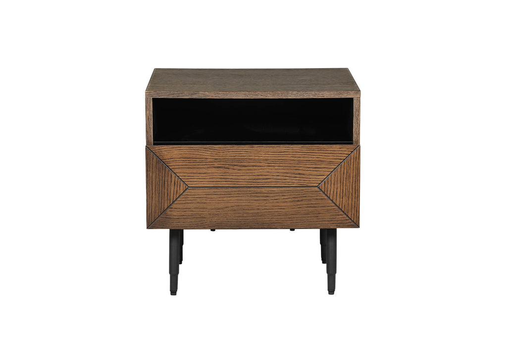 Nat-410-SM Bedside Table 1 Drawer - Smoked Oak