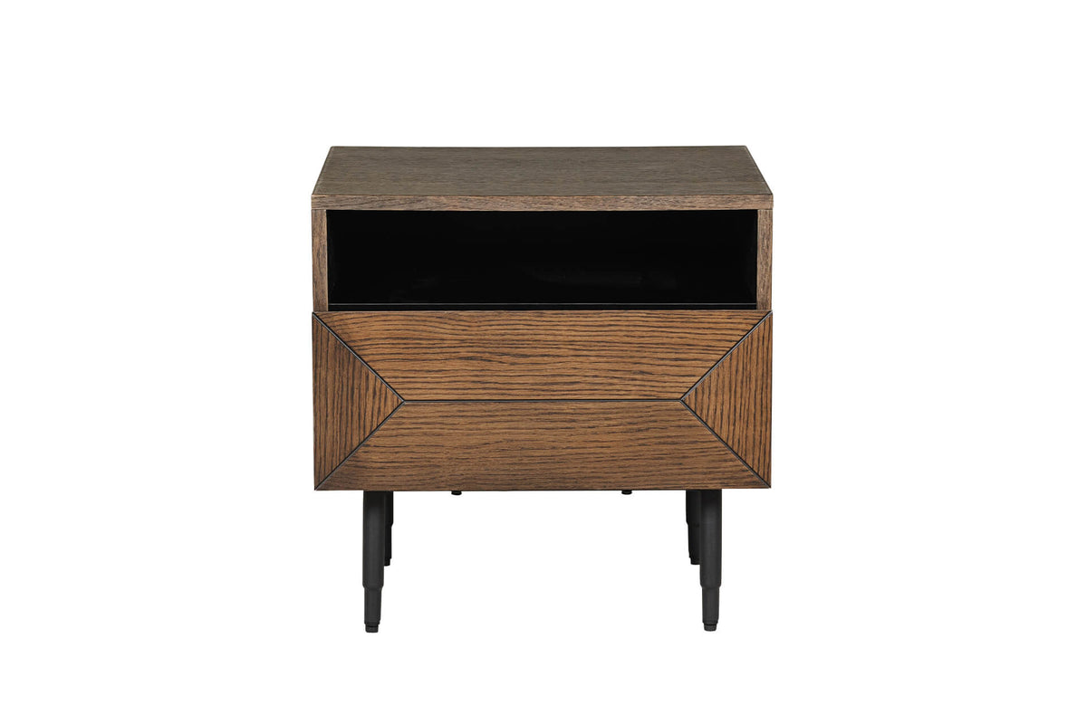 Nat-410-SM Bedside Table 1 Drawer - Smoked Oak