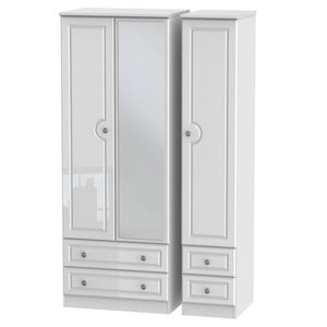 PEM162 Tall Triple 2 Drawer Mirror + Drawer Robe