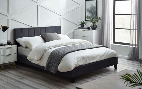 ROS003 Velvet Bed In A Box 150Cm - Grey