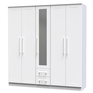 YOR191 Tall 5 Door 2 Drawer Centre Mirror Robe