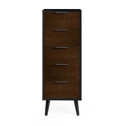 ALB013 5 Drawer Chest - Soft Close - Walnut/Black