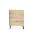 ALB022 4 Drawer Chest - Soft Close - White/Oak