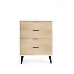 ALB022 4 Drawer Chest - Soft Close - White/Oak
