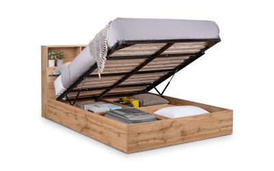 BAL002 4Ft6 Ottoman Bed With Gas Lift Up System - Light Oak
