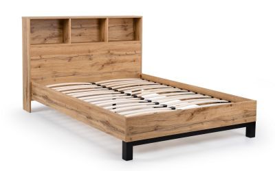 Bookcase Headboard Bed 135Cm - Light Oak