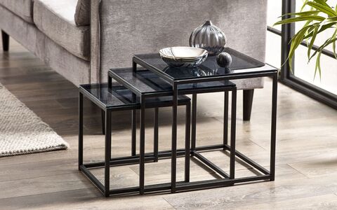 CHI011 Nest Of 3 Tables Smoked Glass