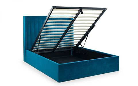 Scalloped Headboard Storage Bed 150Cm - Teal