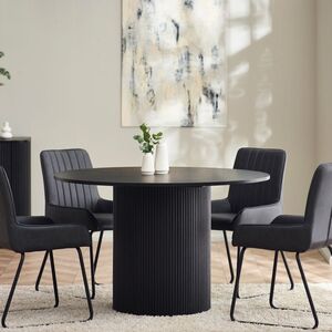 LOU005 Black Fluted Round Dining Table