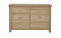 MEM006 Limed Oak 6 Drawer Wide Chest