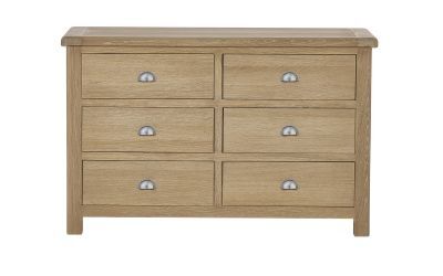MEM006 Limed Oak 6 Drawer Wide Chest