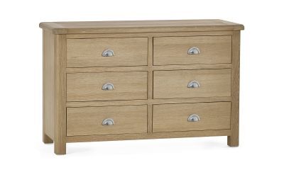 Limed Oak 6 Drawer Wide Chest