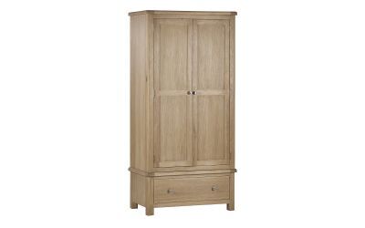 MEM007 Limed Oak 2 Door 1 Drawer Wardrobe