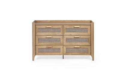 6 Drawer Wide Chest - Oak