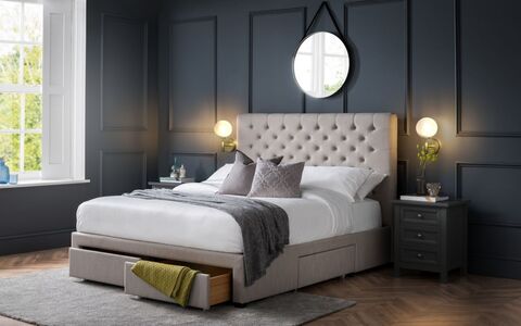 WIL002 Deep Button 4 Drawer Bed 150Cm - Grey Linen
